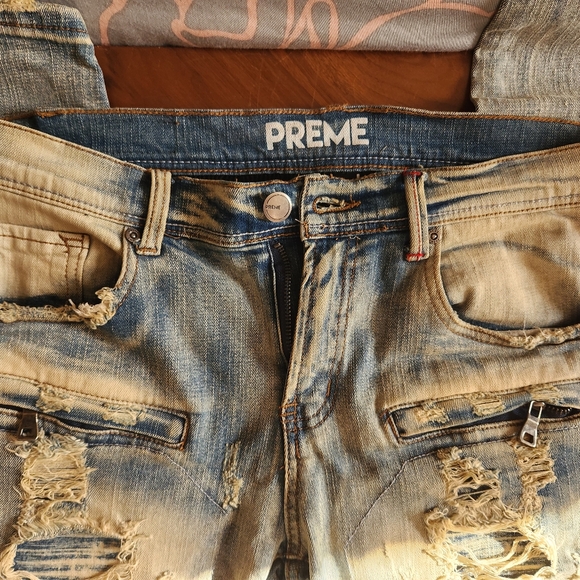 Men's Preme Distressed & Stacked Jeans (32/32) - Picture 2 of 11